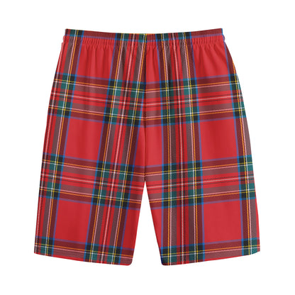 Stewart Tartan Scottish Pattern Print Cotton Shorts