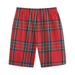 Stewart Tartan Scottish Pattern Print Cotton Shorts