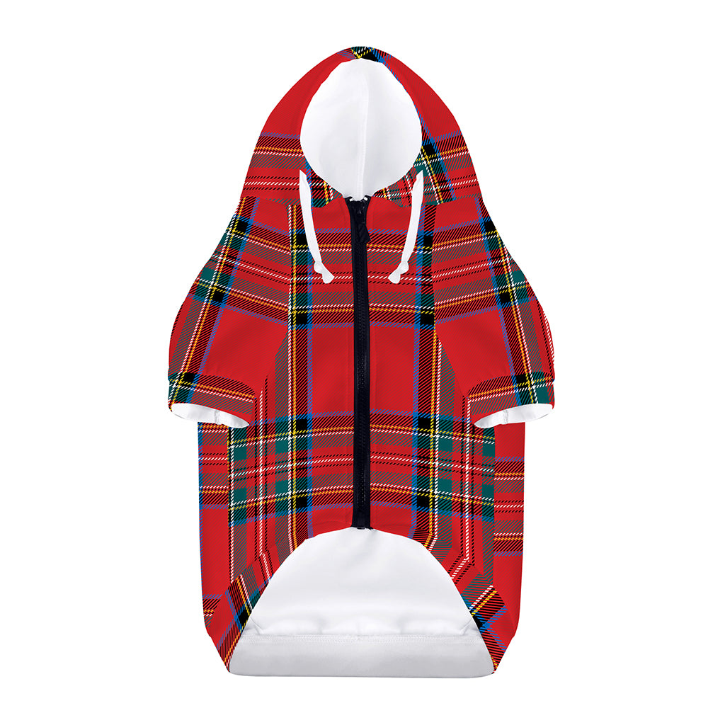 Stewart Tartan Scottish Pattern Print Dog Zip Up Hoodie