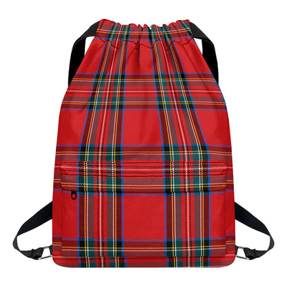 Stewart Tartan Scottish Pattern Print Drawstring Backpack