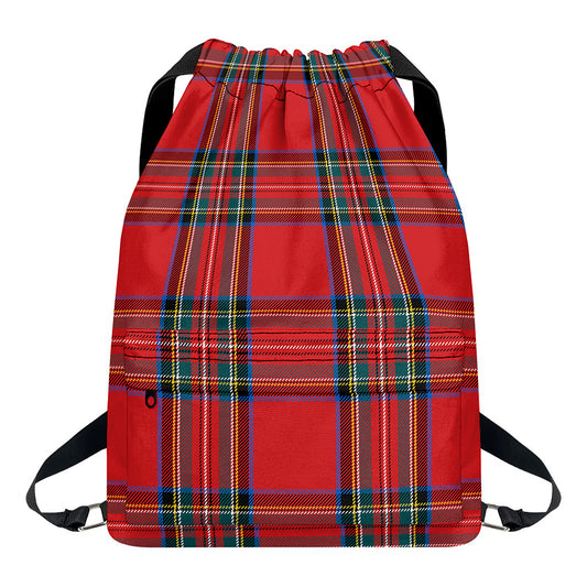 Stewart Tartan Scottish Pattern Print Drawstring Backpack