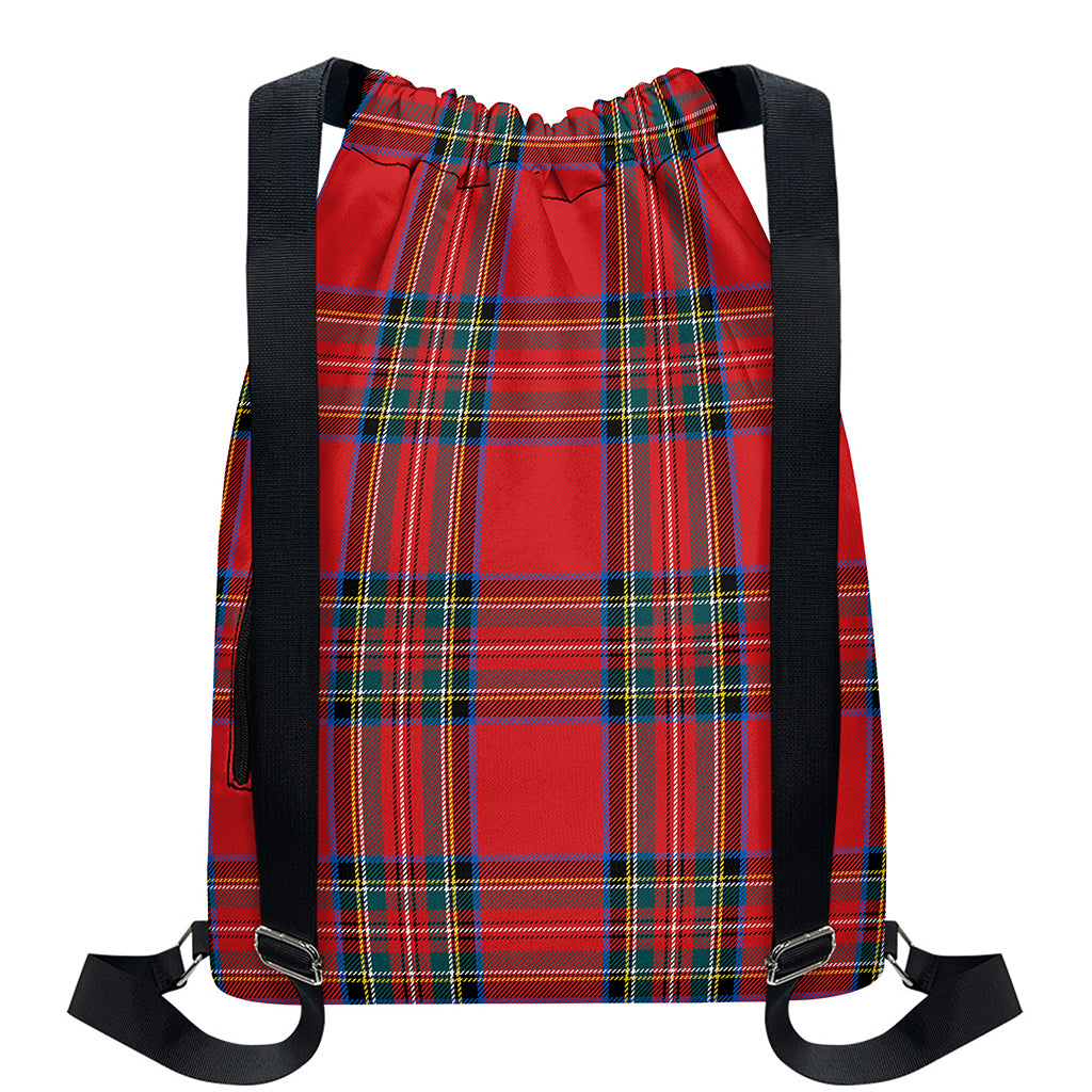 Stewart Tartan Scottish Pattern Print Drawstring Backpack