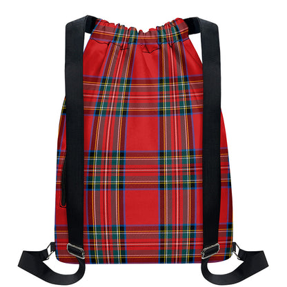 Stewart Tartan Scottish Pattern Print Drawstring Backpack