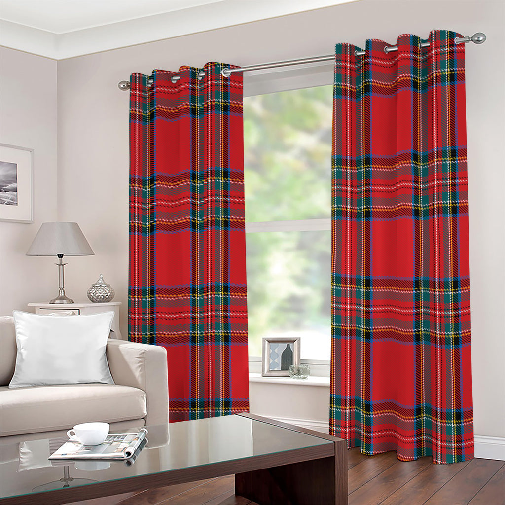 Stewart Tartan Scottish Pattern Print Extra Wide Grommet Curtains