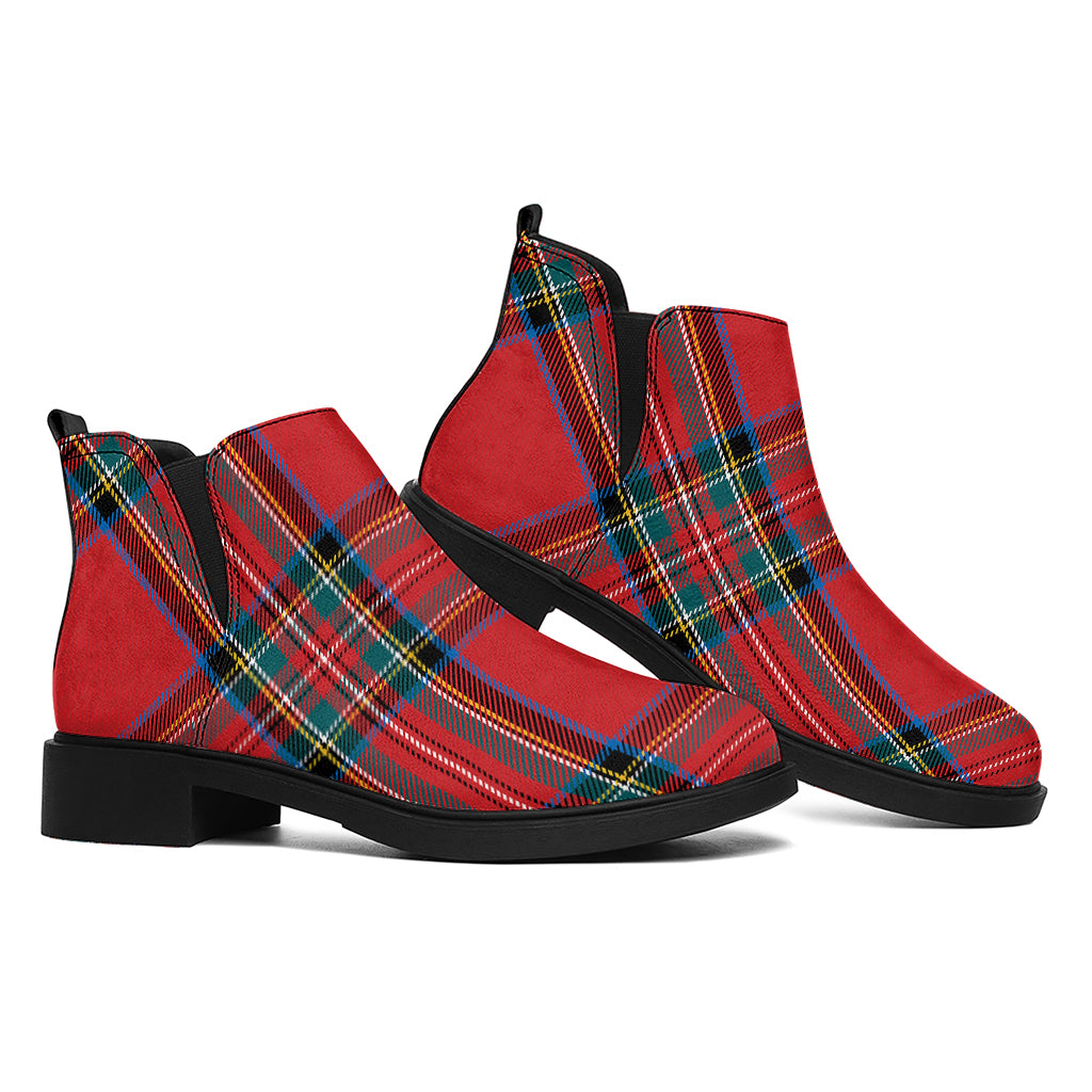 Stewart Tartan Scottish Pattern Print Flat Ankle Boots