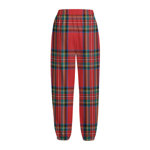 Stewart Tartan Scottish Pattern Print Fleece Lined Knit Pants