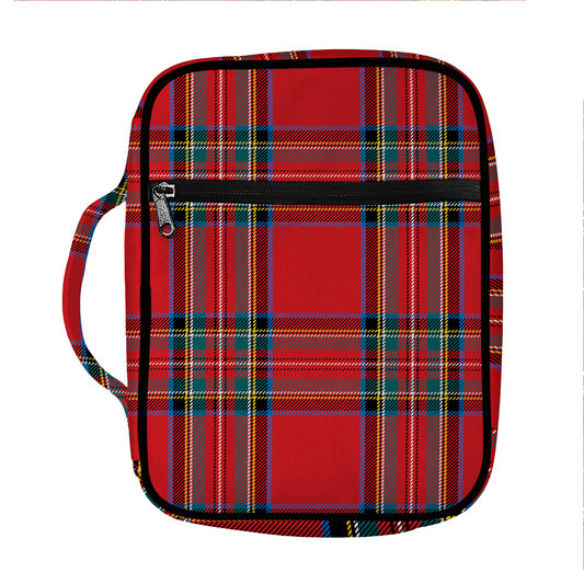 Stewart Tartan Scottish Pattern Print Front Pocket Bible Bag