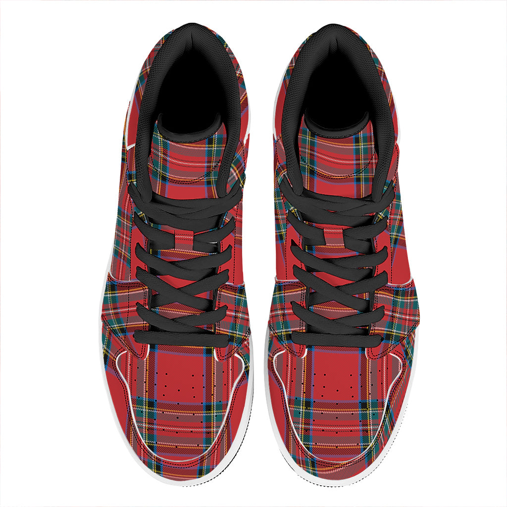 Stewart Tartan Scottish Pattern Print High Top Leather Sneakers