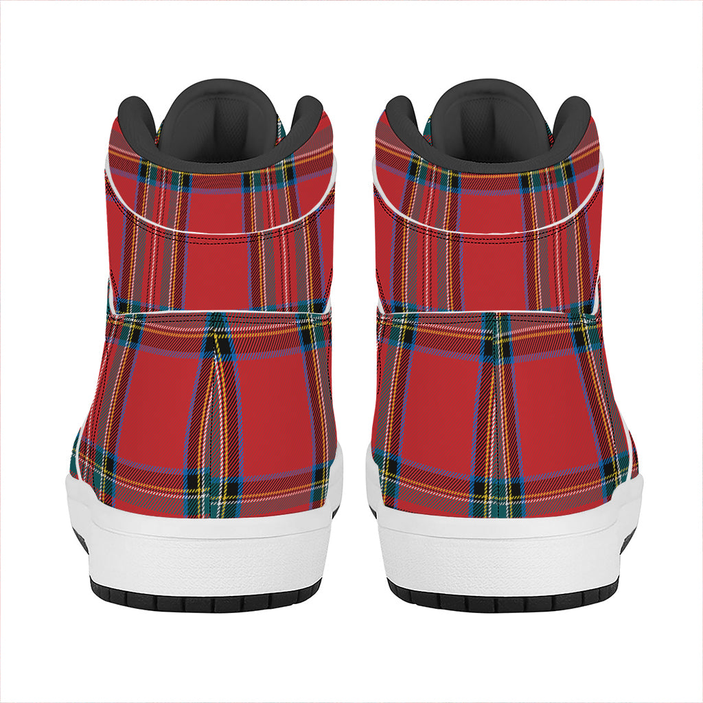 Stewart Tartan Scottish Pattern Print High Top Leather Sneakers
