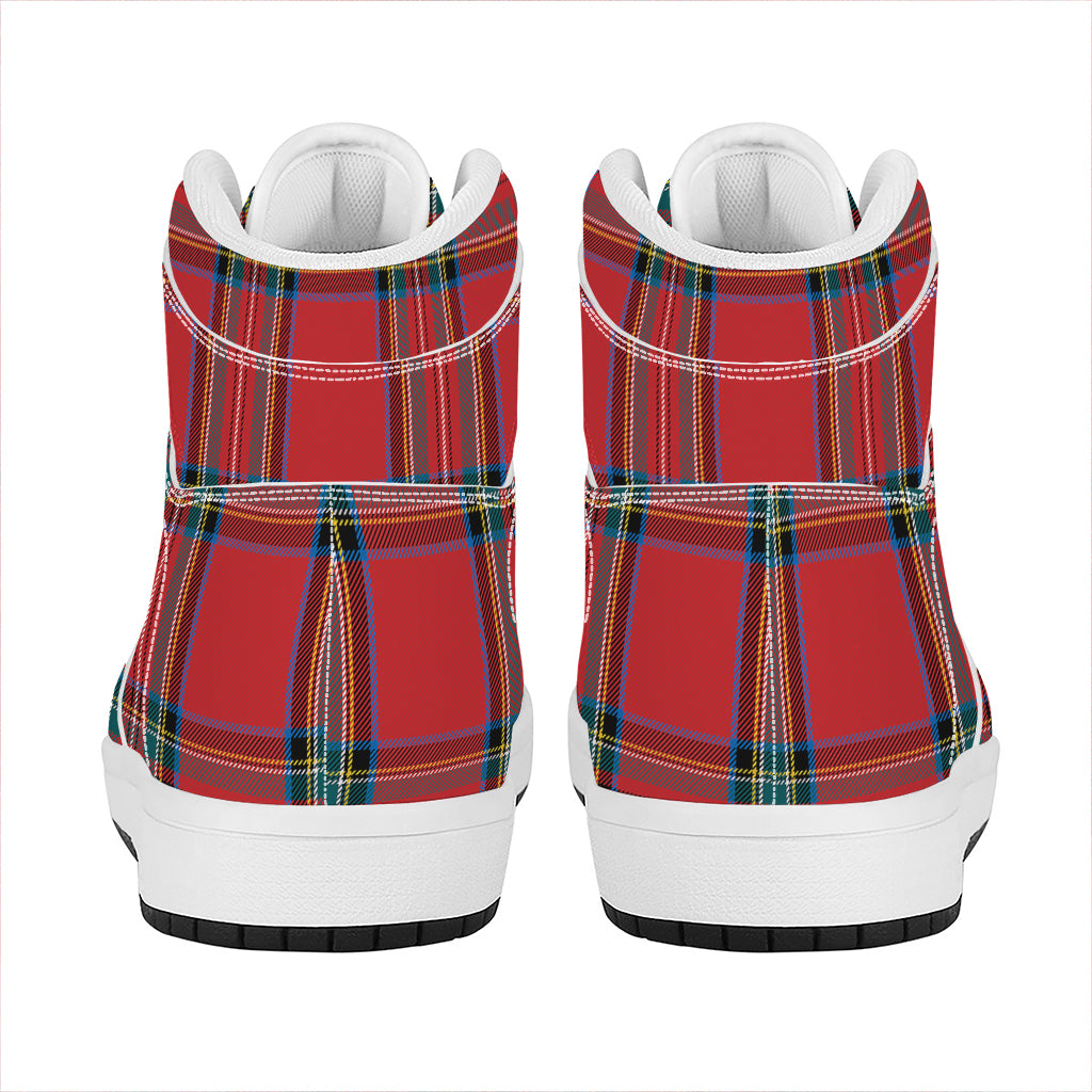 Stewart Tartan Scottish Pattern Print High Top Leather Sneakers