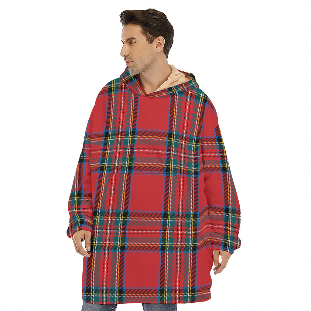 Stewart Tartan Scottish Pattern Print Hoodie Blanket