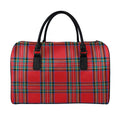 Stewart Tartan Scottish Pattern Print Leather Duffel Bag