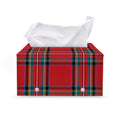 Stewart Tartan Scottish Pattern Print Leather Tissue Box Cover