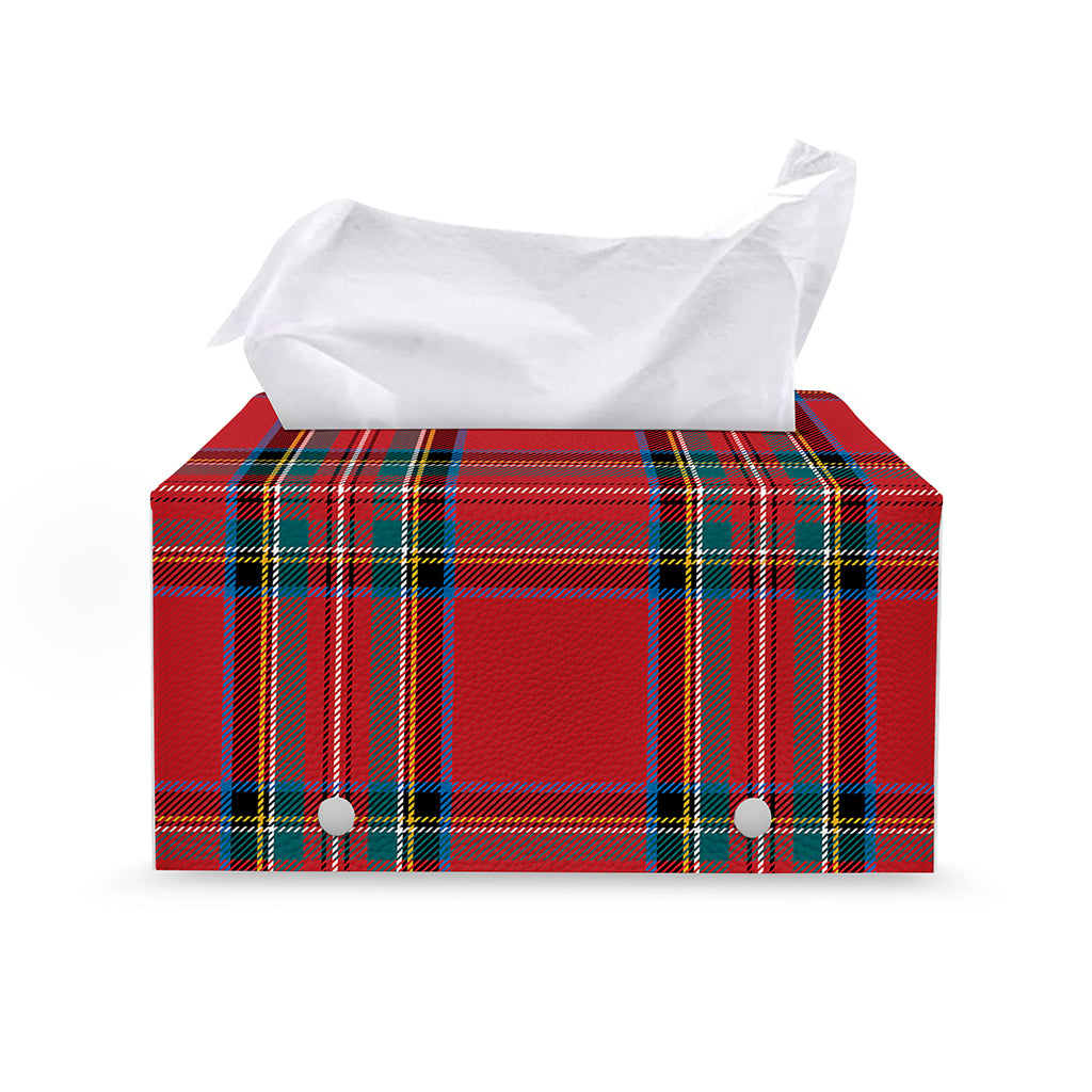 Stewart Tartan Scottish Pattern Print Leather Tissue Box Cover