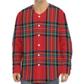 Stewart Tartan Scottish Pattern Print Long Sleeve Baseball Jersey