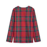 Stewart Tartan Scottish Pattern Print Long Sleeve Short Coat