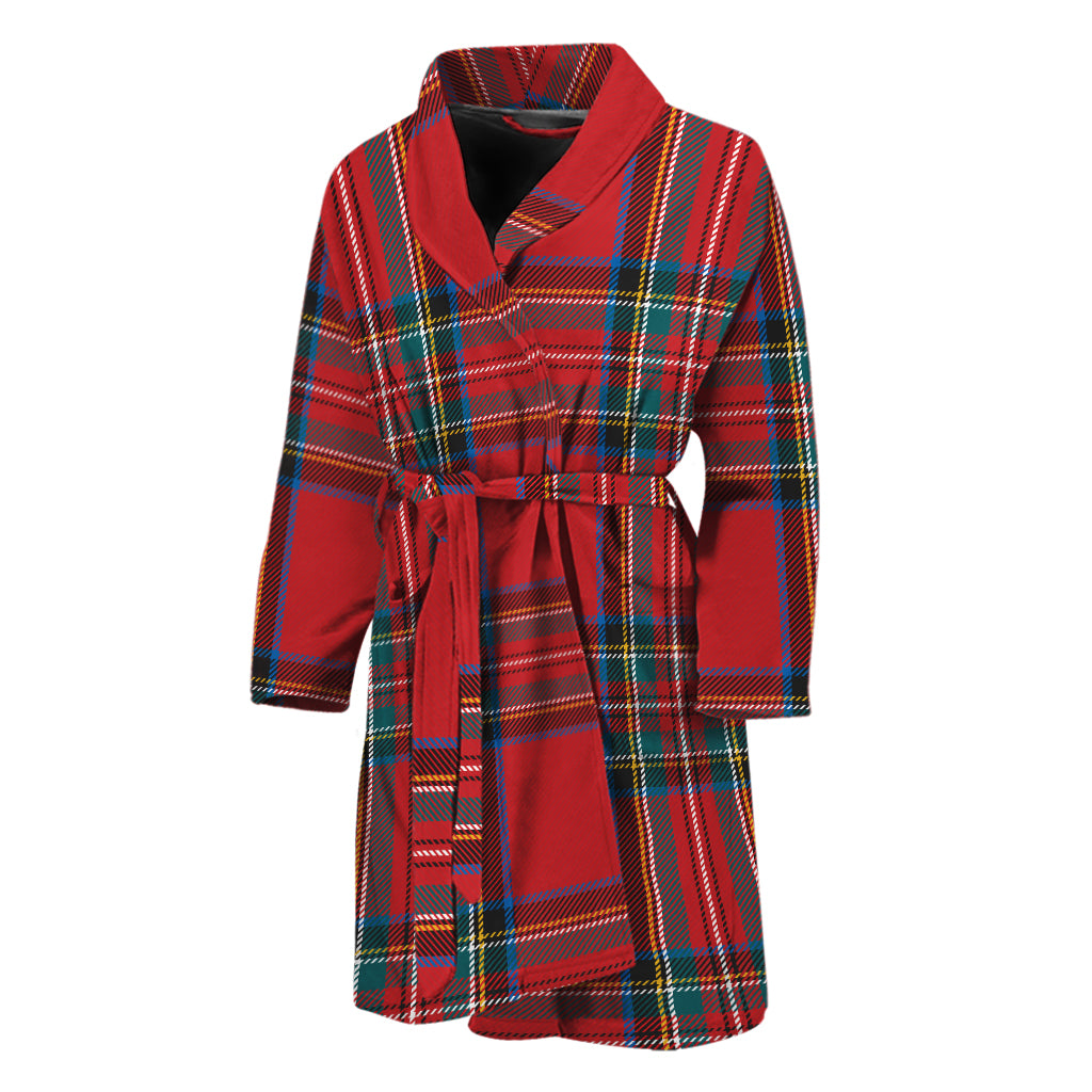 Stewart Tartan Scottish Pattern Print Men's Bathrobe