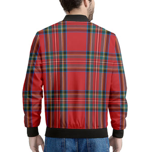 Stewart Tartan Scottish Pattern Print Men's Bomber Jacket