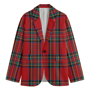 Stewart Tartan Scottish Pattern Print Men's Cotton Blazer