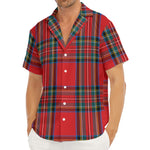 Stewart Tartan Scottish Pattern Print Men's Deep V-Neck Shirt