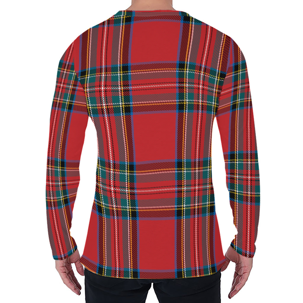 Stewart Tartan Scottish Pattern Print Men's Long Sleeve T-Shirt