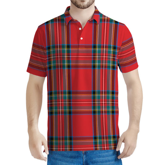 Stewart Tartan Scottish Pattern Print Men's Polo Shirt