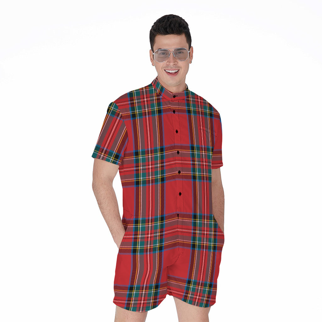 Stewart Tartan Scottish Pattern Print Men's Rompers