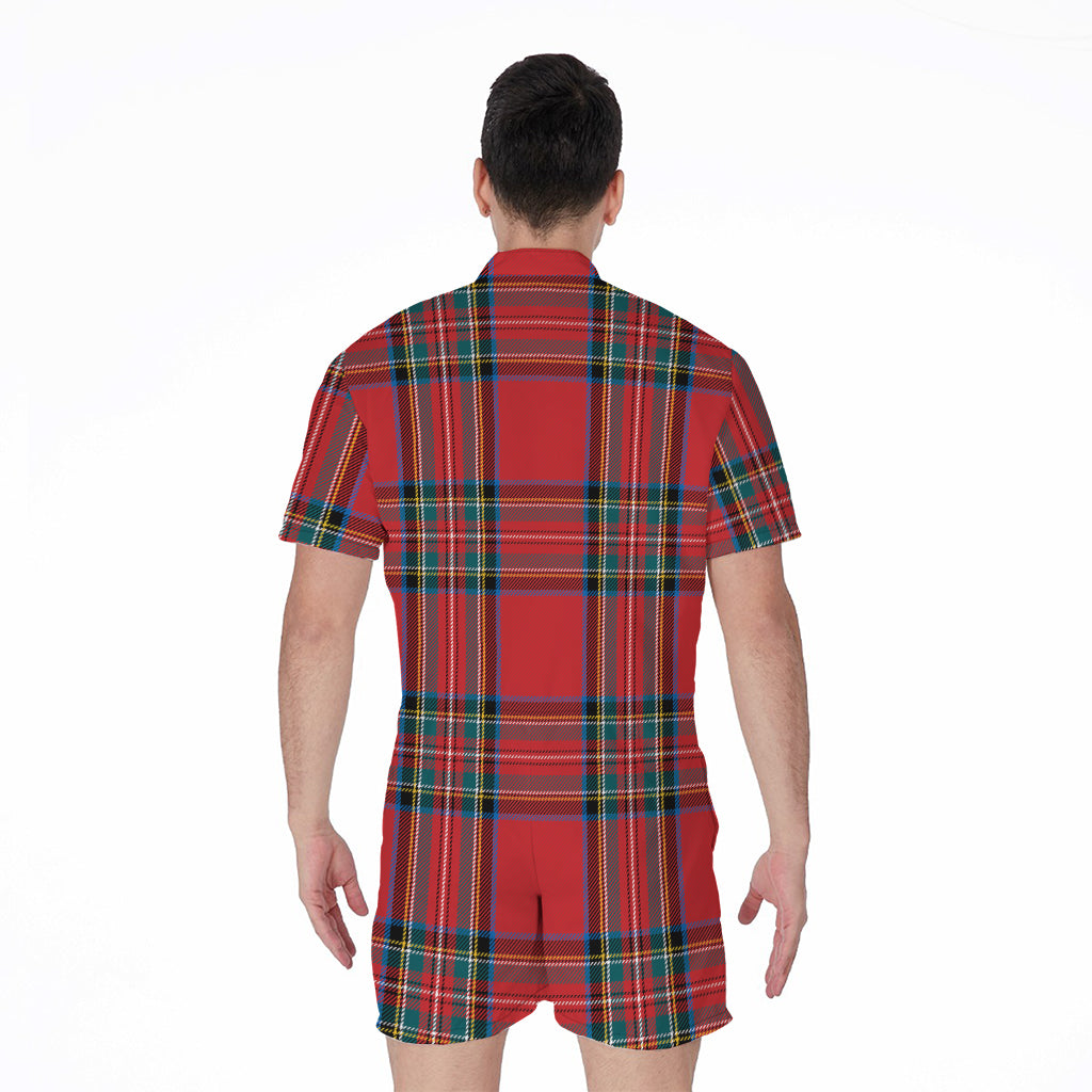 Stewart Tartan Scottish Pattern Print Men's Rompers