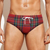 Stewart Tartan Scottish Pattern Print Men's Swim Briefs