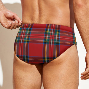 Stewart Tartan Scottish Pattern Print Men's Swim Briefs