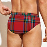 Stewart Tartan Scottish Pattern Print Men's Swim Briefs