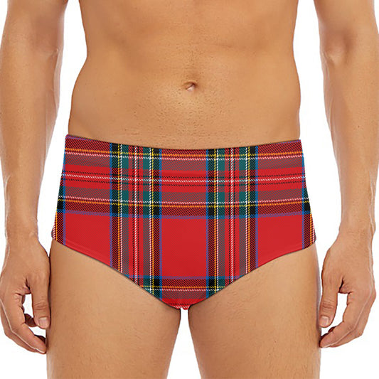 Stewart Tartan Scottish Pattern Print Men's Triangle Swim Briefs