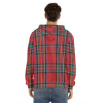 Stewart Tartan Scottish Pattern Print Men's Velvet Pullover Hoodie