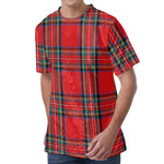 Stewart Tartan Scottish Pattern Print Men's Velvet T-Shirt