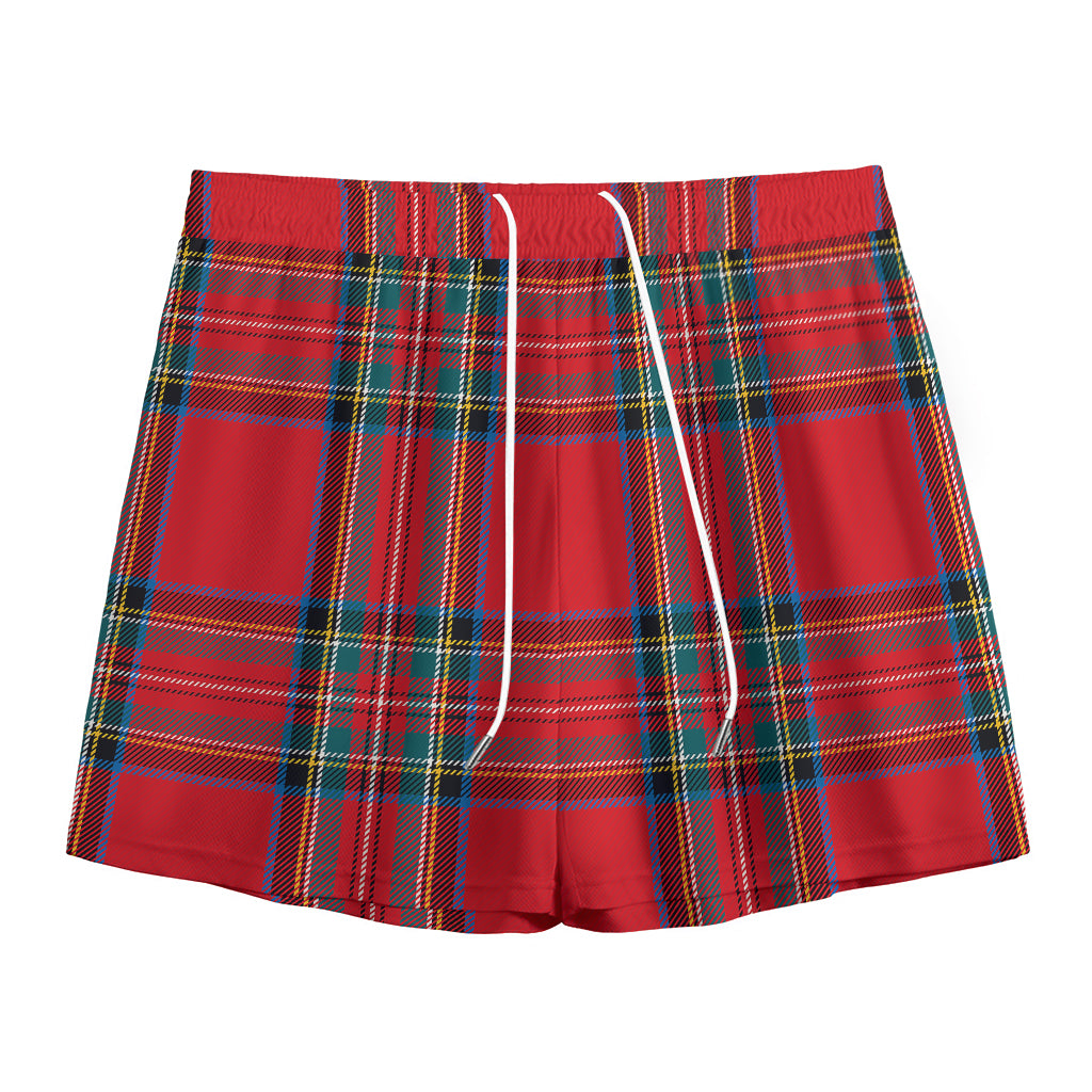 Stewart Tartan Scottish Pattern Print Mesh Shorts