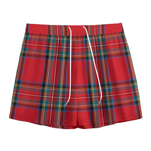 Stewart Tartan Scottish Pattern Print Mesh Shorts