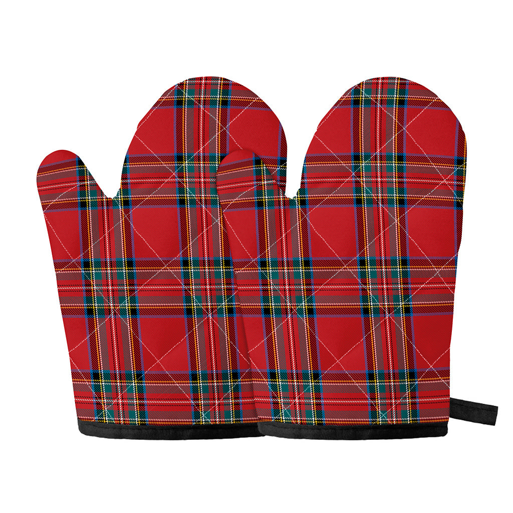 Stewart Tartan Scottish Pattern Print Oven Mitts