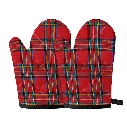 Stewart Tartan Scottish Pattern Print Oven Mitts