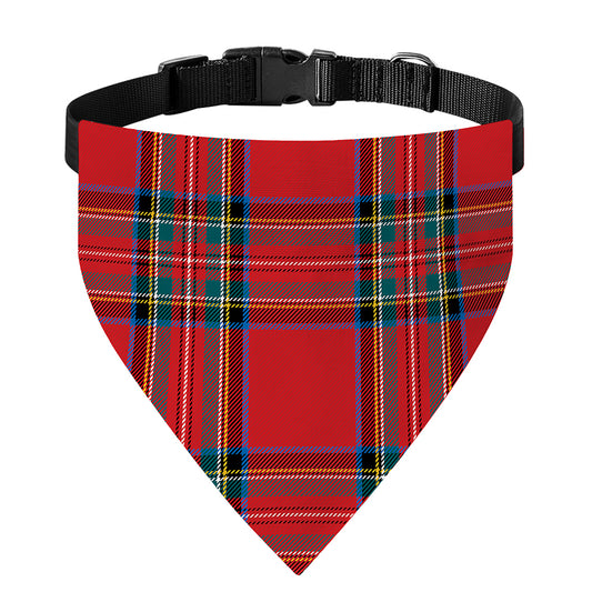 Stewart Tartan Scottish Pattern Print Over The Collar Dog Bandana