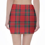 Stewart Tartan Scottish Pattern Print Pencil Mini Skirt