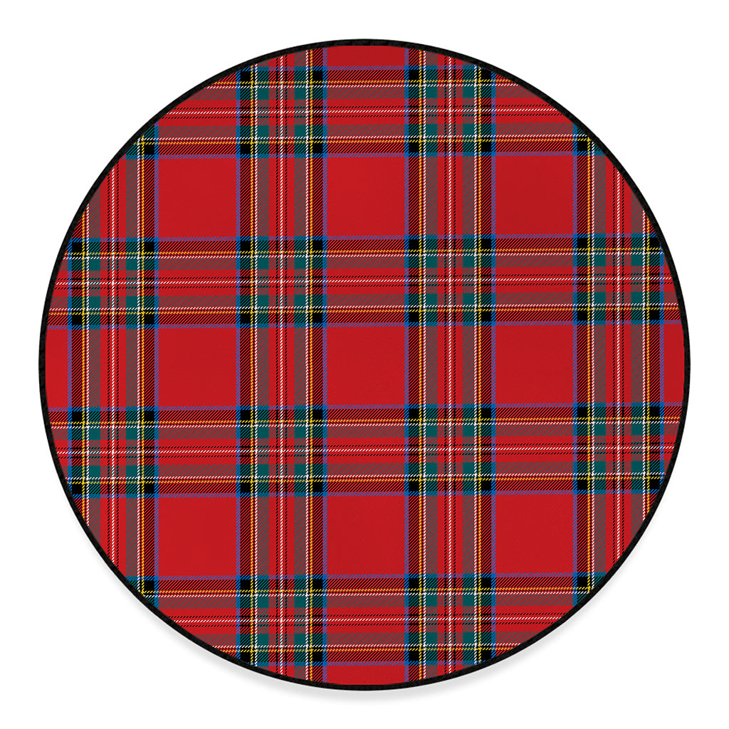 Stewart Tartan Scottish Pattern Print Round Floor Mat