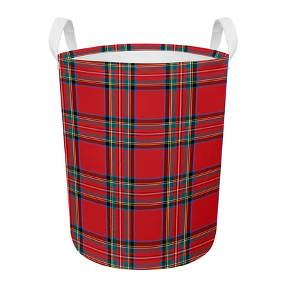 Stewart Tartan Scottish Pattern Print Round Laundry Basket