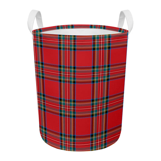 Stewart Tartan Scottish Pattern Print Round Laundry Basket