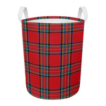 Stewart Tartan Scottish Pattern Print Round Laundry Basket