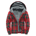 Stewart Tartan Scottish Pattern Print Sherpa Lined Zip Up Hoodie