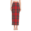 Stewart Tartan Scottish Pattern Print Side Slit Maxi Skirt