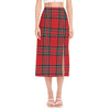 Stewart Tartan Scottish Pattern Print Side Slit Midi Skirt