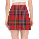 Stewart Tartan Scottish Pattern Print Side Slit Mini Skirt