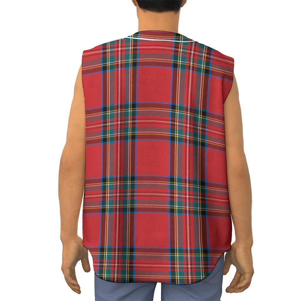 Stewart Tartan Scottish Pattern Print Sleeveless Baseball Jersey