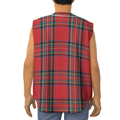 Stewart Tartan Scottish Pattern Print Sleeveless Baseball Jersey